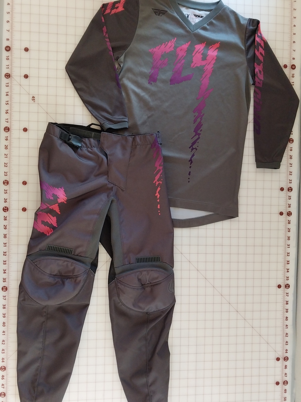 Fly Racing Kids Gray & Pink Motocross Jersey and Pants Set